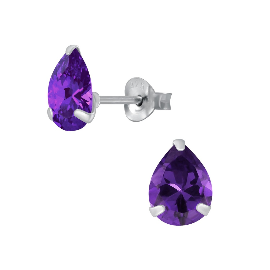 6x8mm Pear Cubic Zirconia Stud Earrings