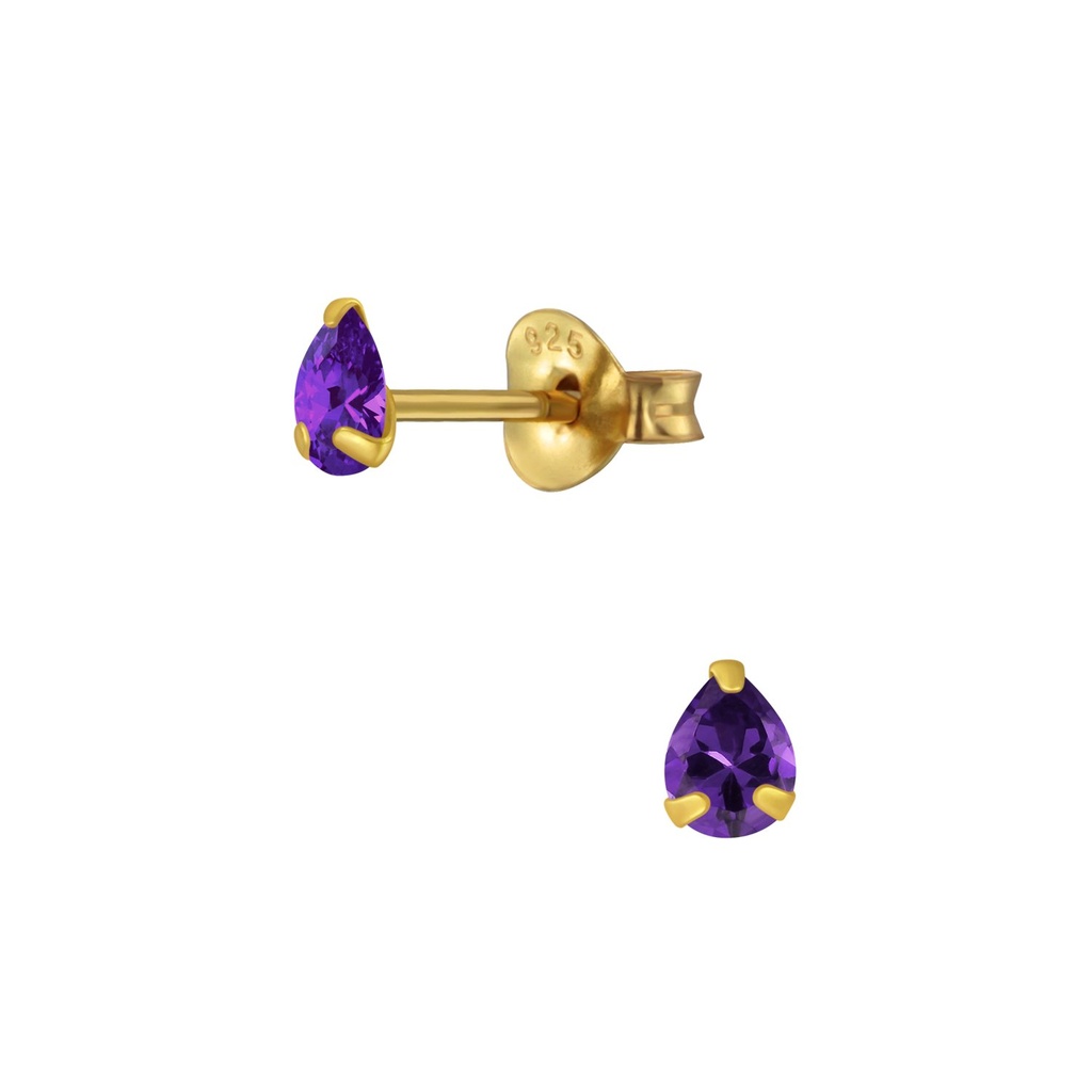 Puces d'oreilles zircon poire 3x4 mm