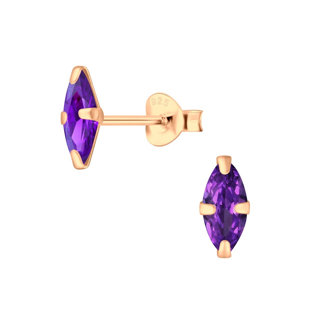 Puces d'oreilles zircon marquise 4x8 mm