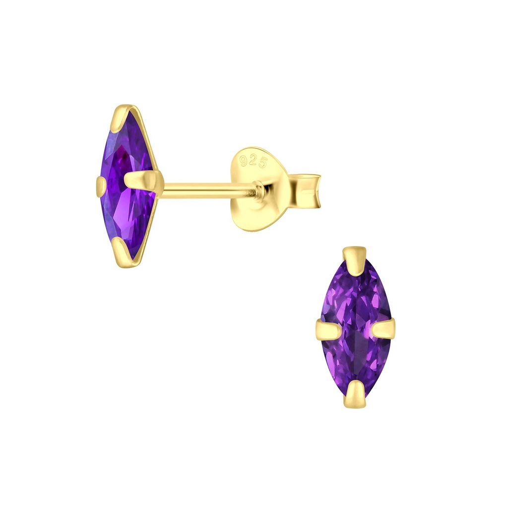 Puces d'oreilles zircon marquise 4x8 mm