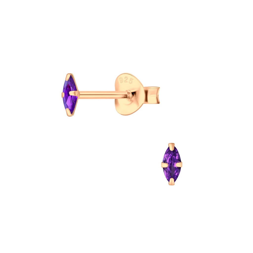 Puces d'oreilles zircon marquise 2x4 mm