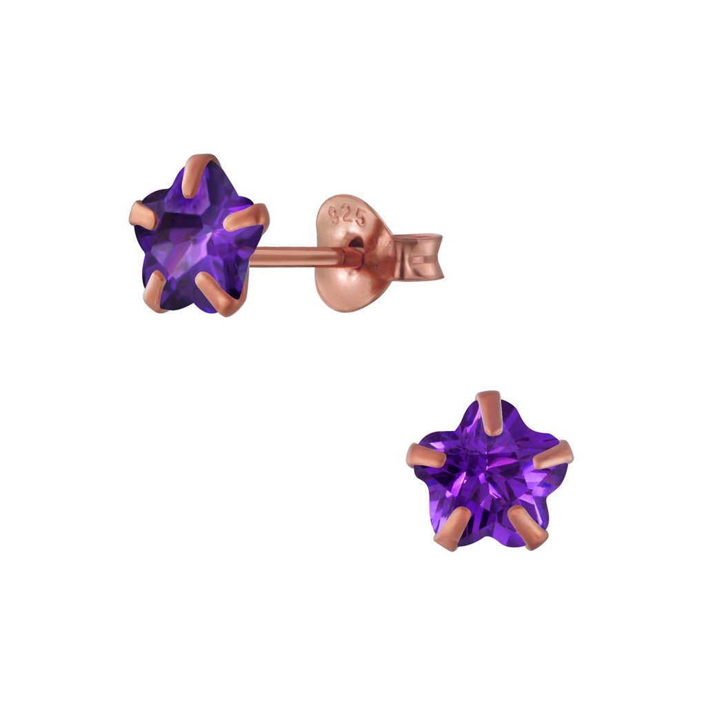 Puces d'oreilles en argent zircon fleur 6 mm
