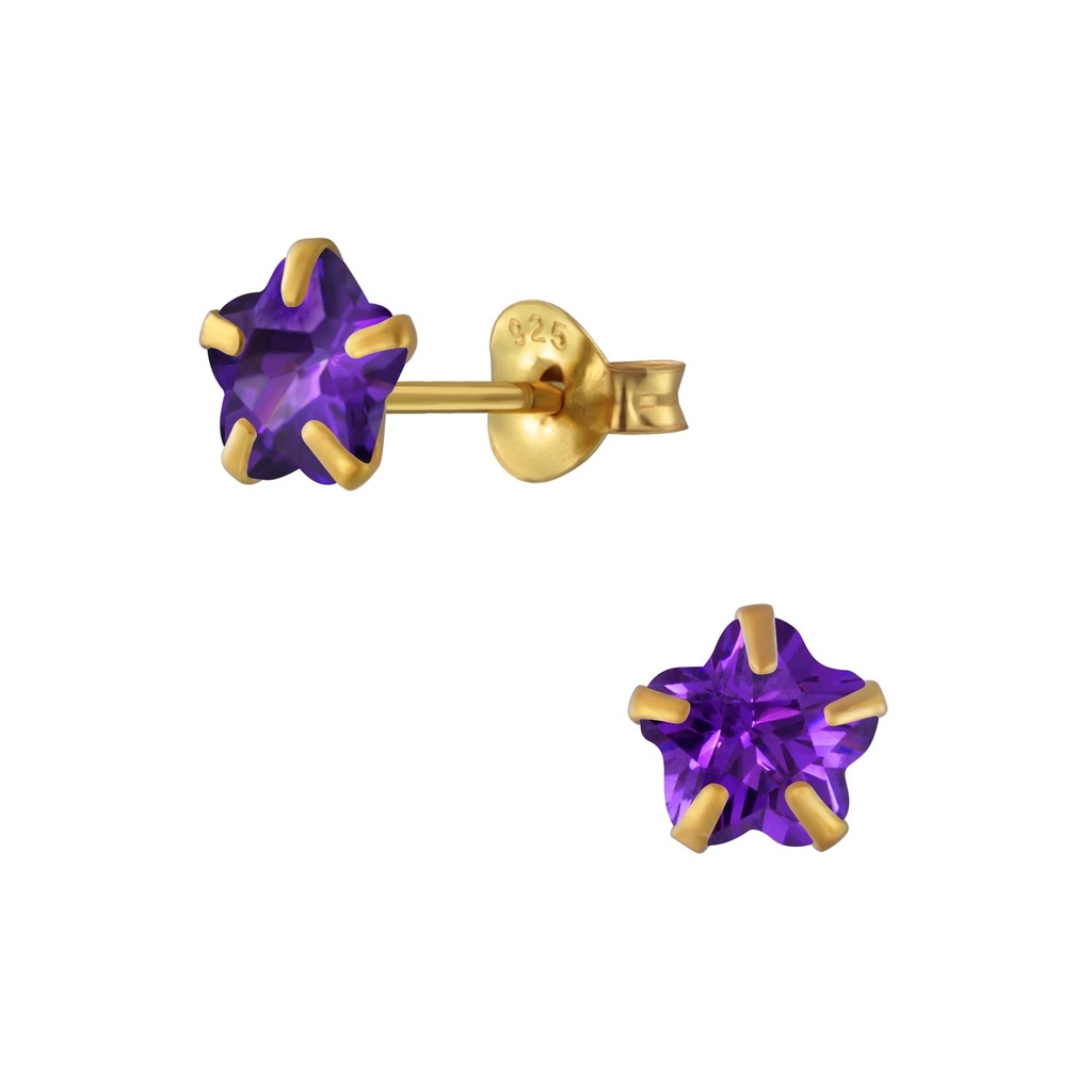 6mm Flower Cubic Zirconia Silver Stud Earrings