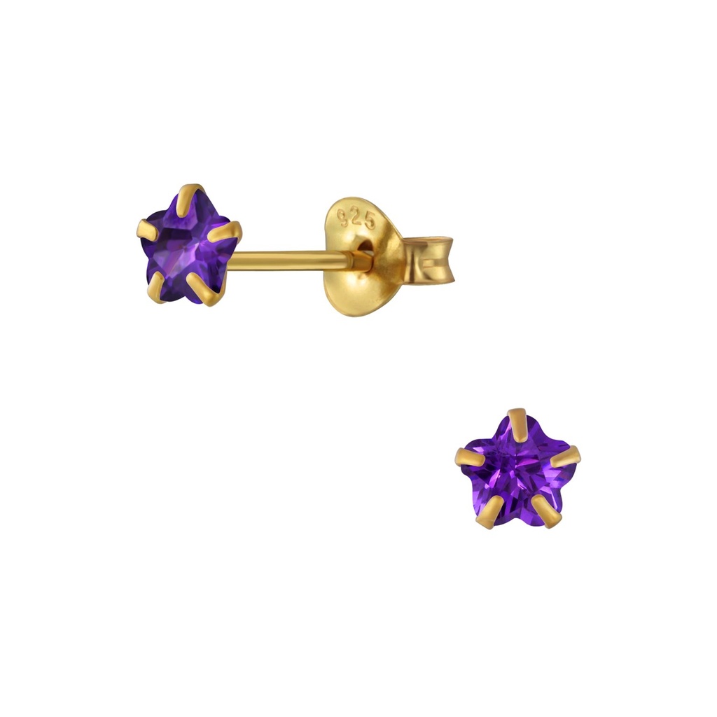 Puces d'oreilles en argent zircon fleur 4 mm