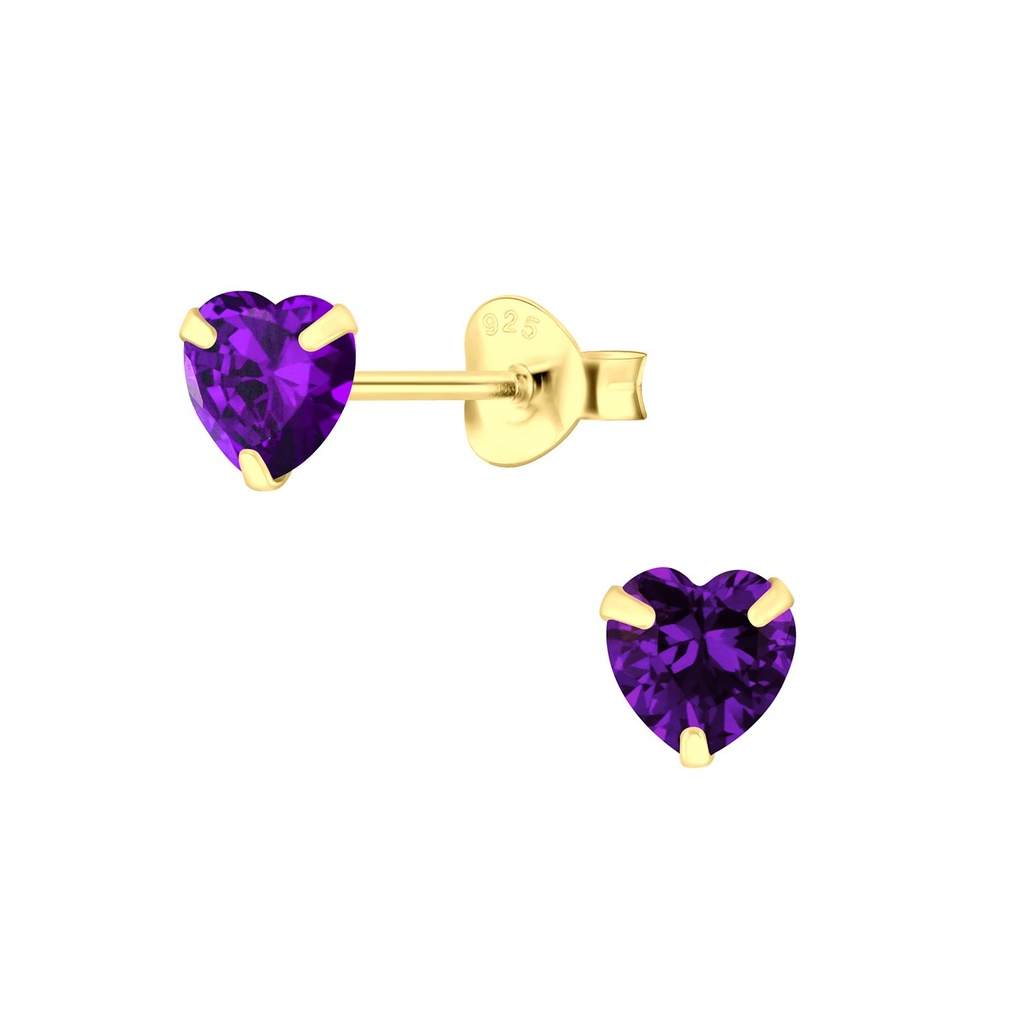 5mm Heart Cubic Zirconia Silver Stud Earrings