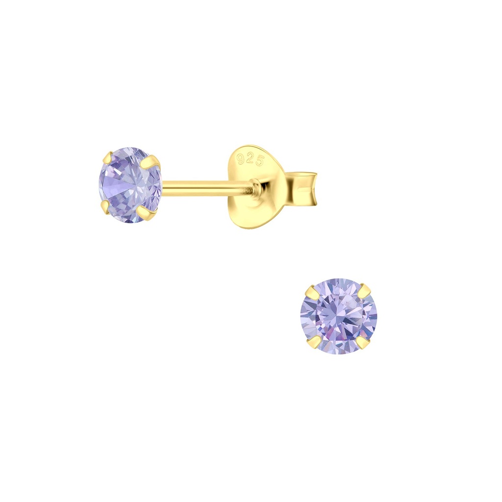 4mm Round Cubic Zirconia Silver Stud Earrings