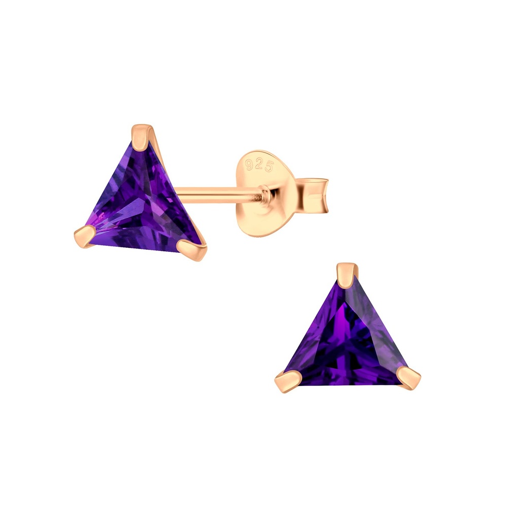 6mm Triangle Cubic Zirconia Stud Earrings