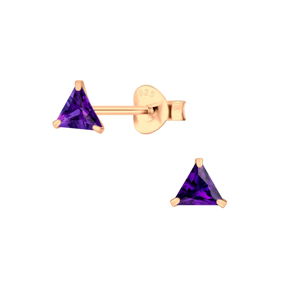 Puces d'oreilles zircon triangle 4 mm