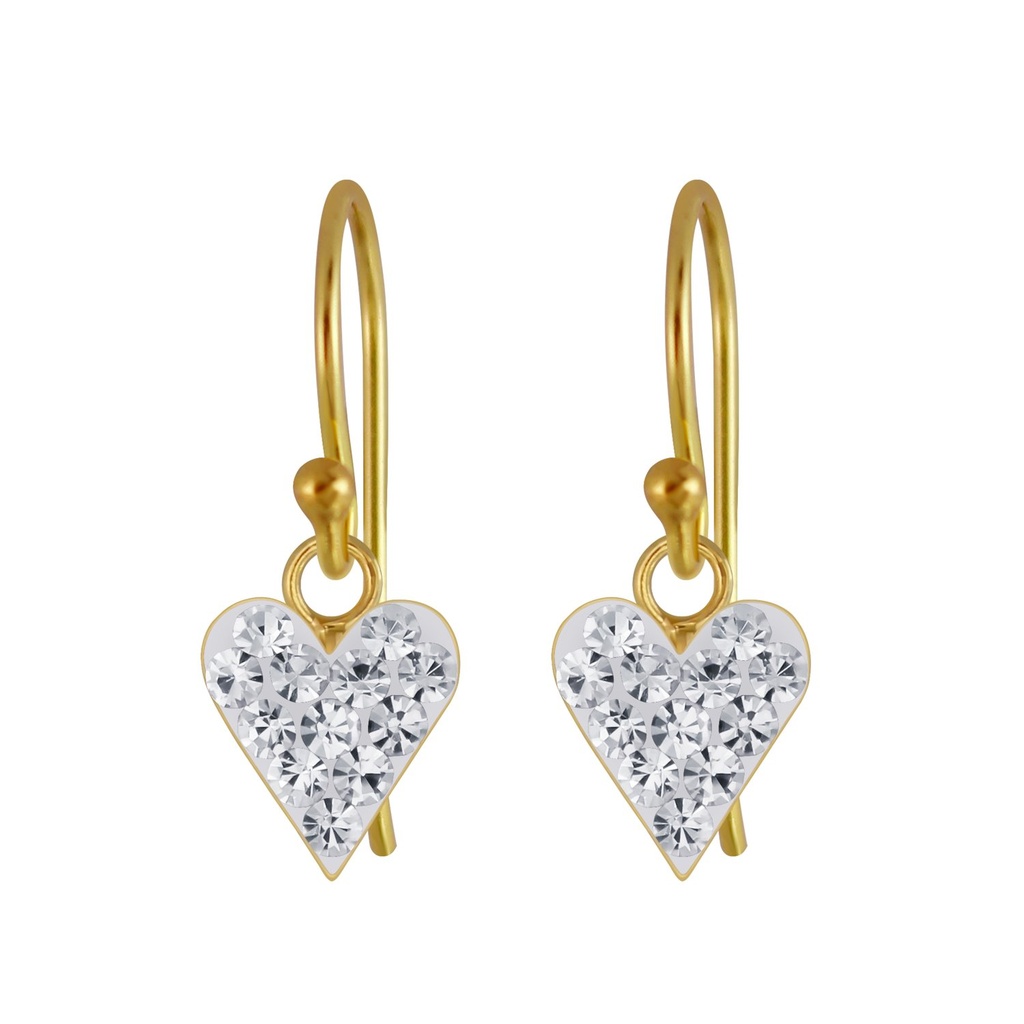 Silver Heart Crystal Earrings