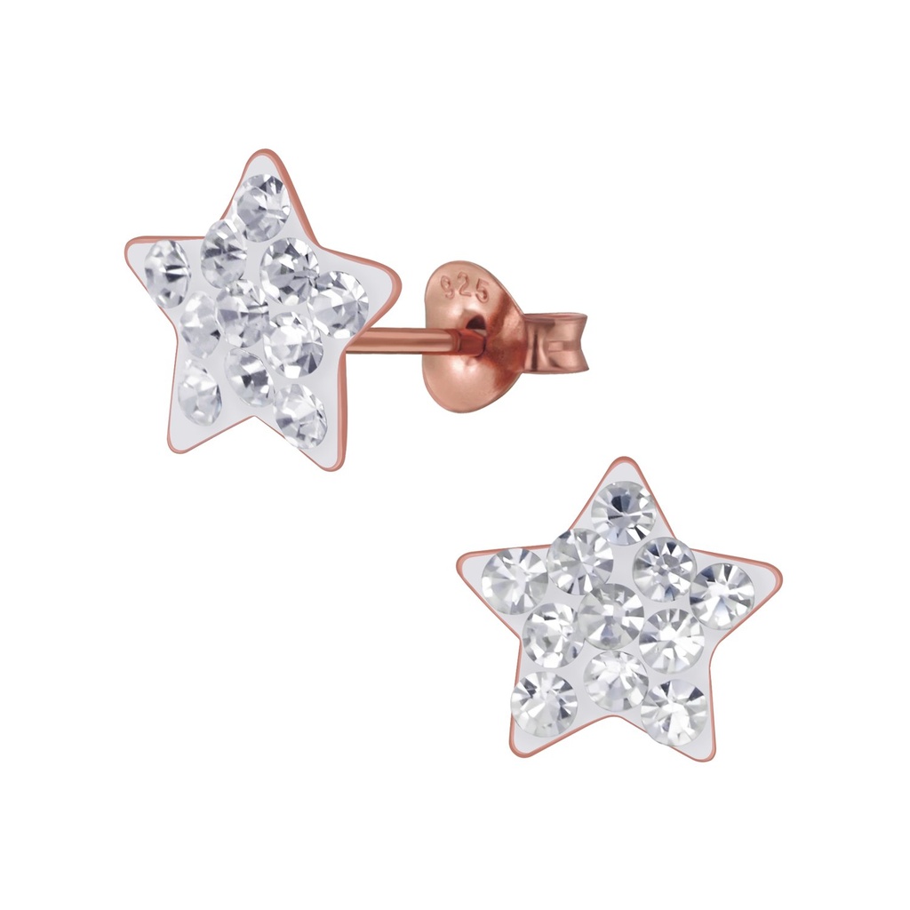Silver Star Crystal Stud Earrings