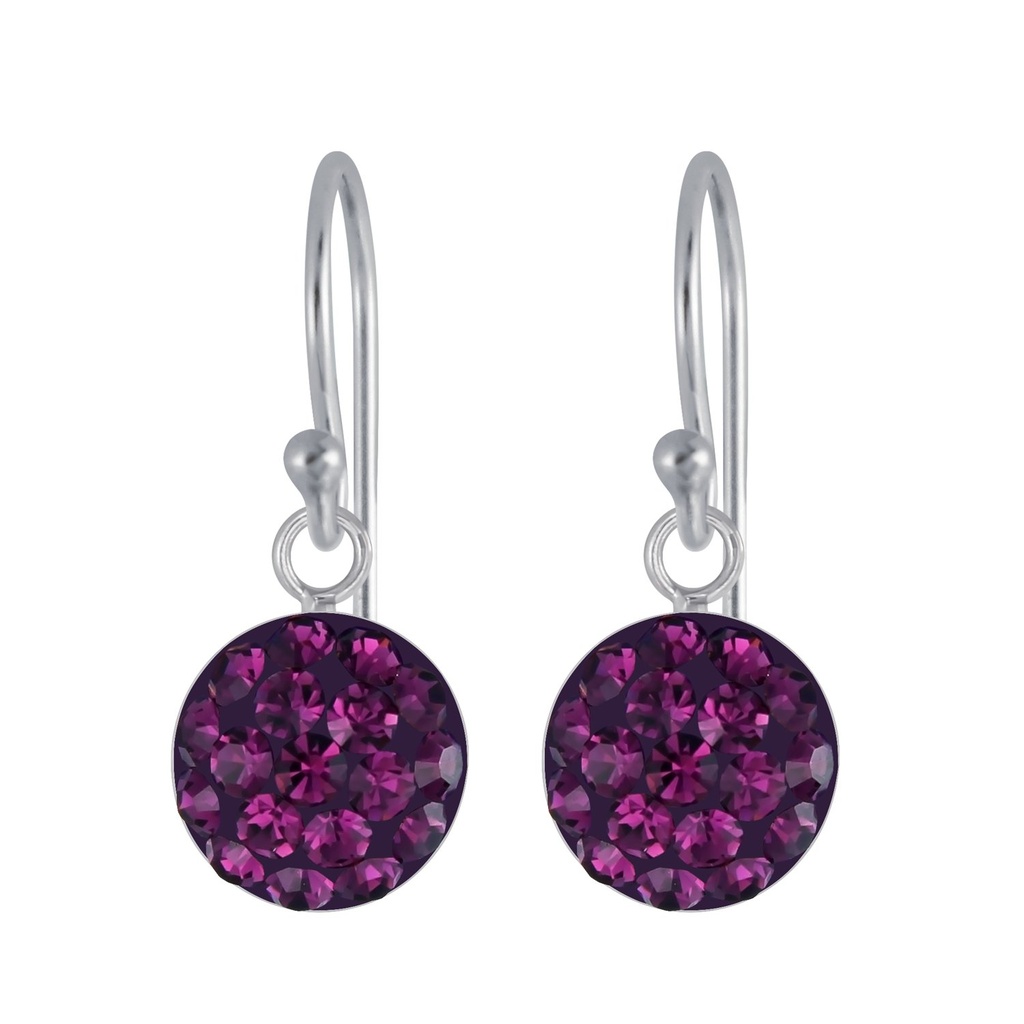 Silver Round Crystal Earrings