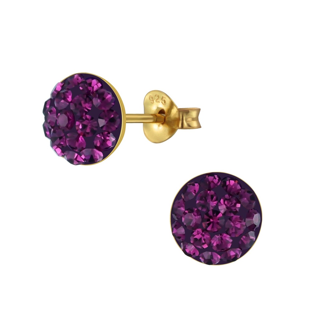 Silver Round Crystal Stud Earrings