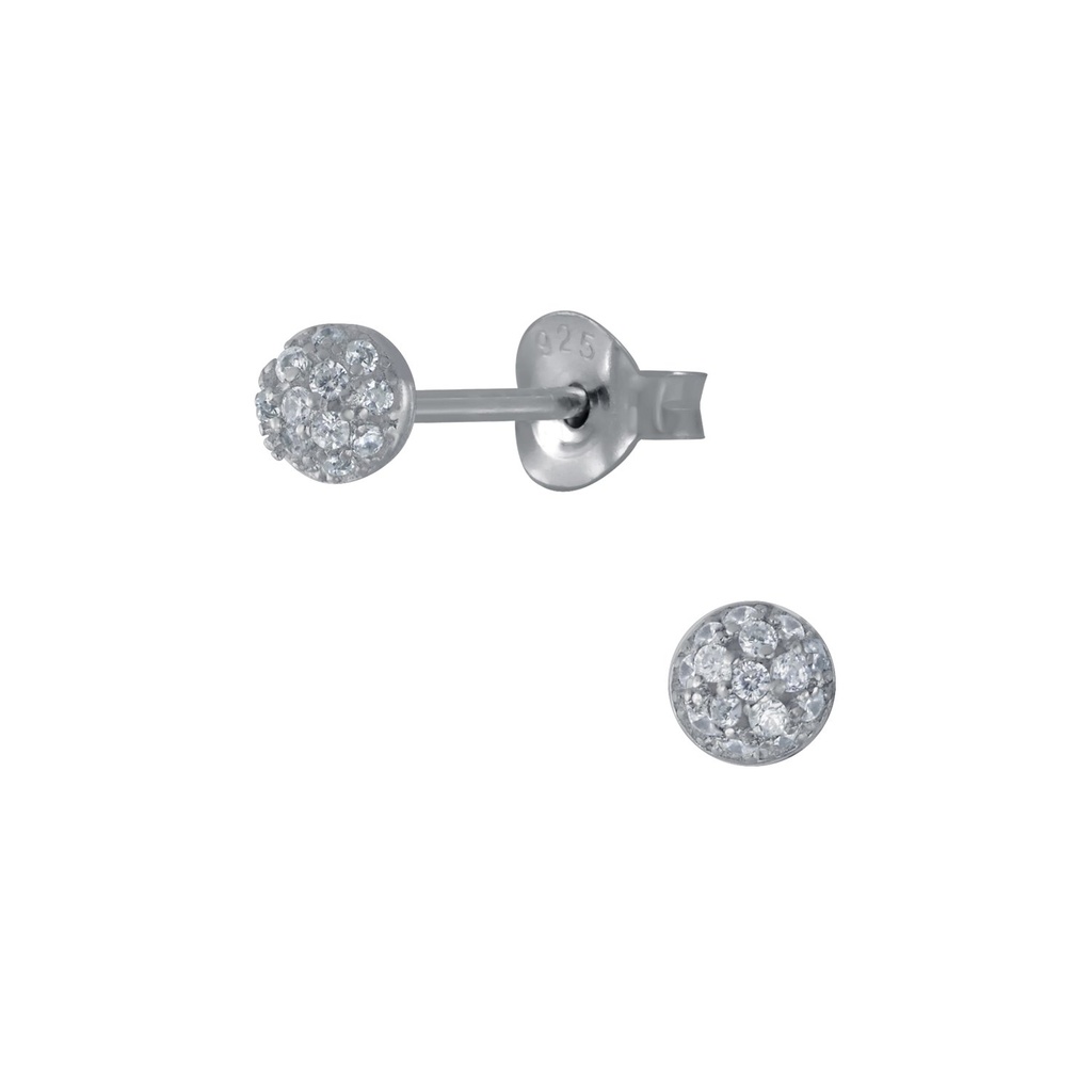 [10003557] Silver Round Cubic Zirconia Stud Earrings
