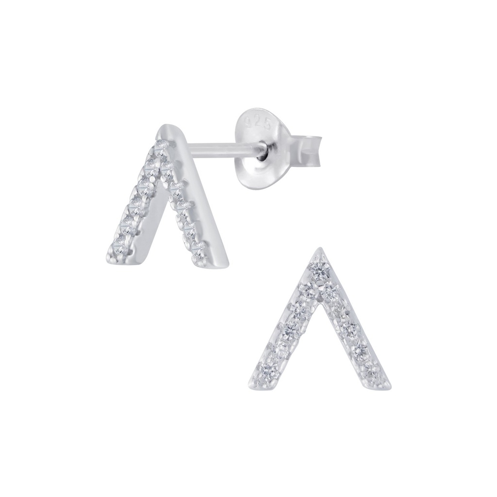 [10003543] Puces d'oreilles flèche en argent zircon
