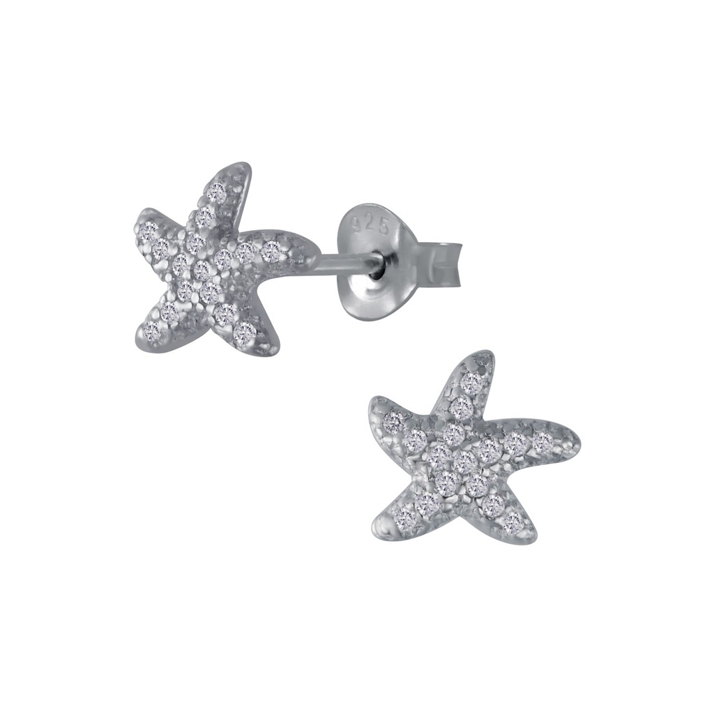 Puces d'oreilles étoile de mer en argent zircon