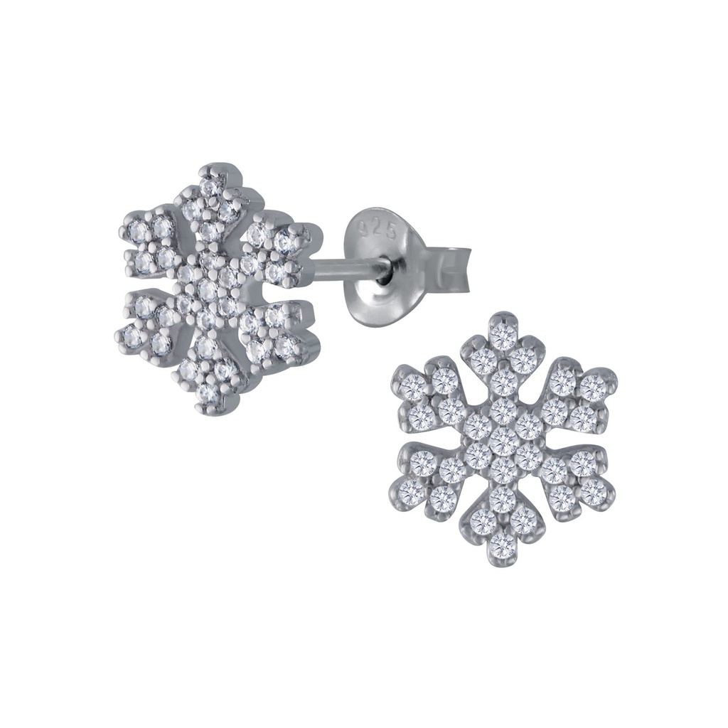 Puces d'oreilles flocon de neige en argent zircon