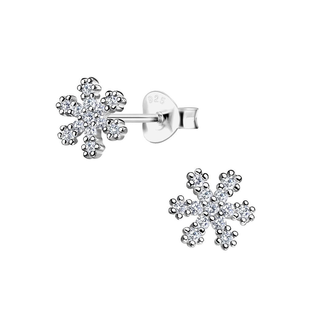 [10003540] Puces d'oreilles flocon de neige en argent zircon