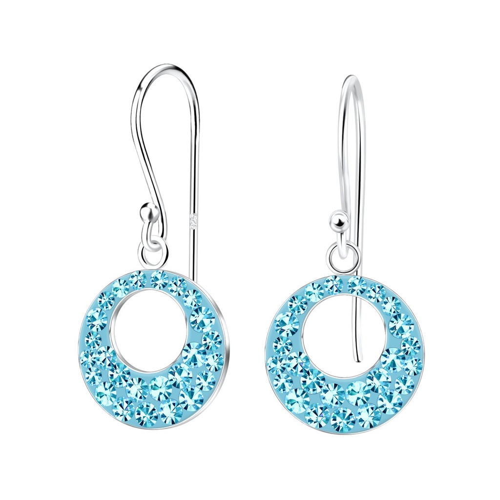 Silver Round Crystal Earrings
