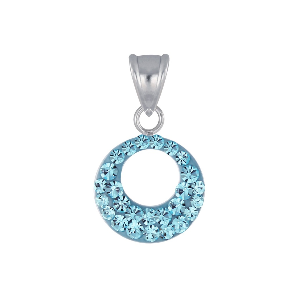 [10003484] Silver Round Crystal Pendant (Aqua Bohemica)
