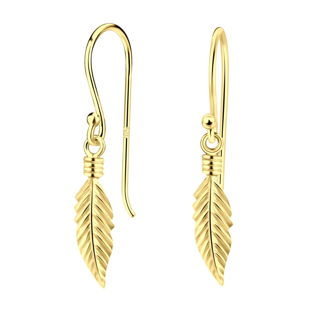 [10003454] Boucles d'oreilles plume en argent