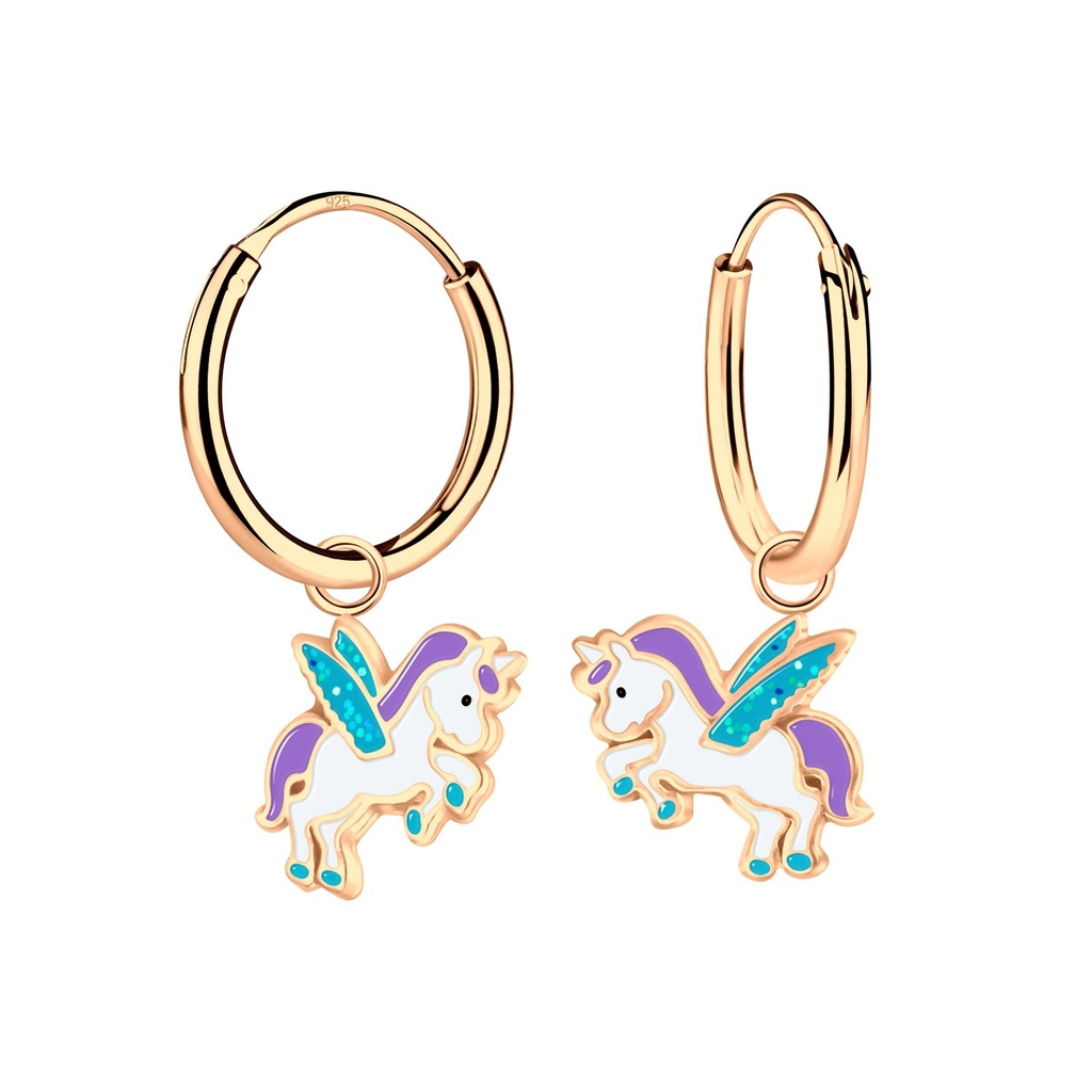 Créoles breloque licorne ailée en argent