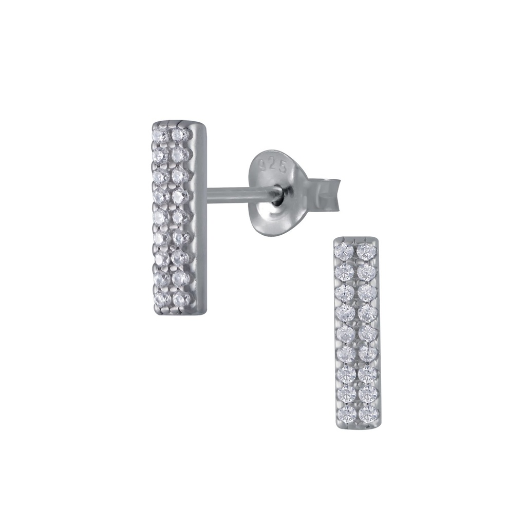 Puces d'oreilles barre en argent zircon