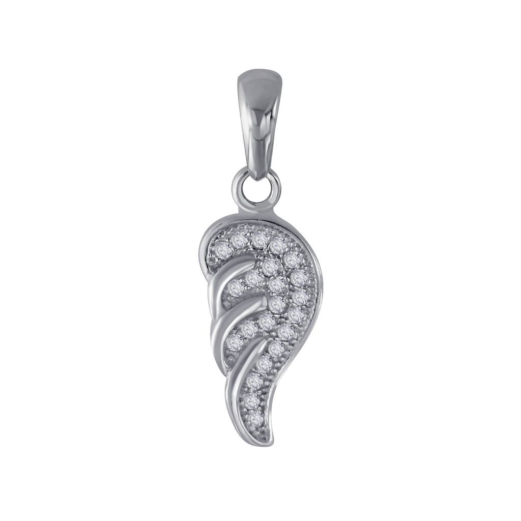Silver Angel Wing Cubic Zirconia Pendant