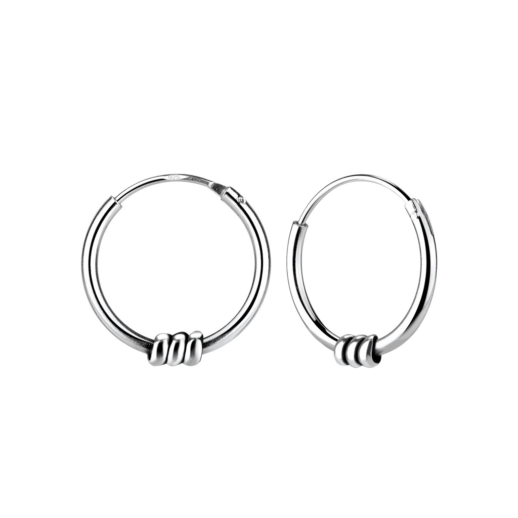 [10000581] 14mm Silver Bali Hoop Earrings