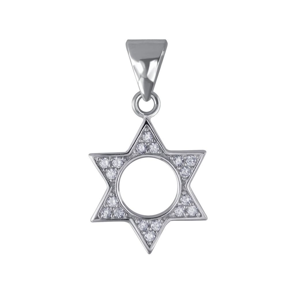 [10003434] Silver Star of David Cubic Zirconia Pendant