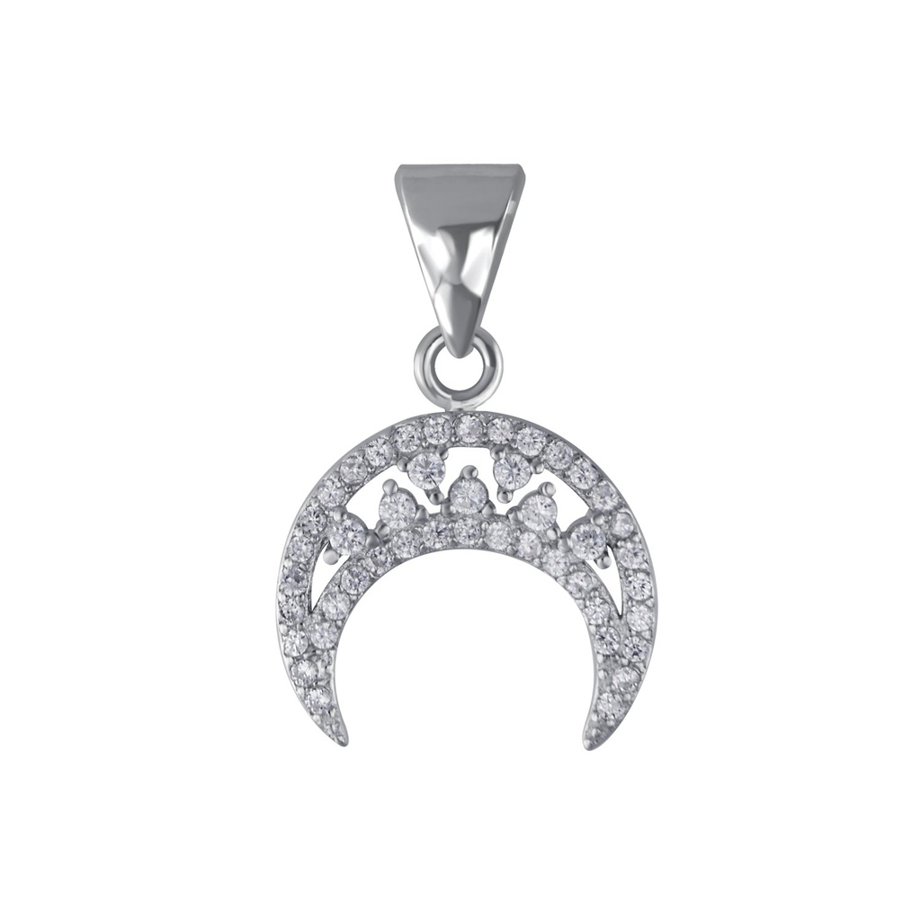Pendentif demi-lune en argent zircon