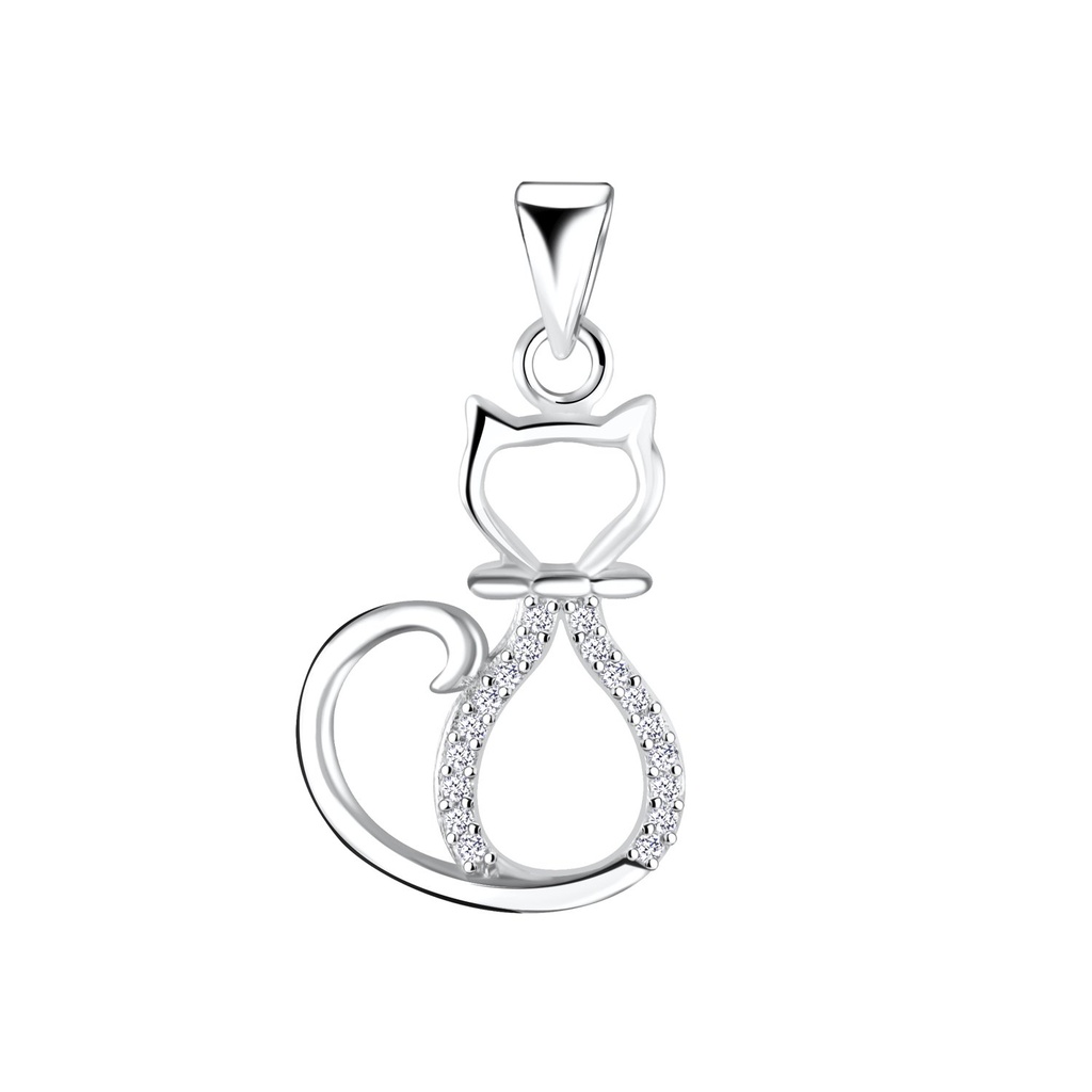 Pendentif chat en argent zircon