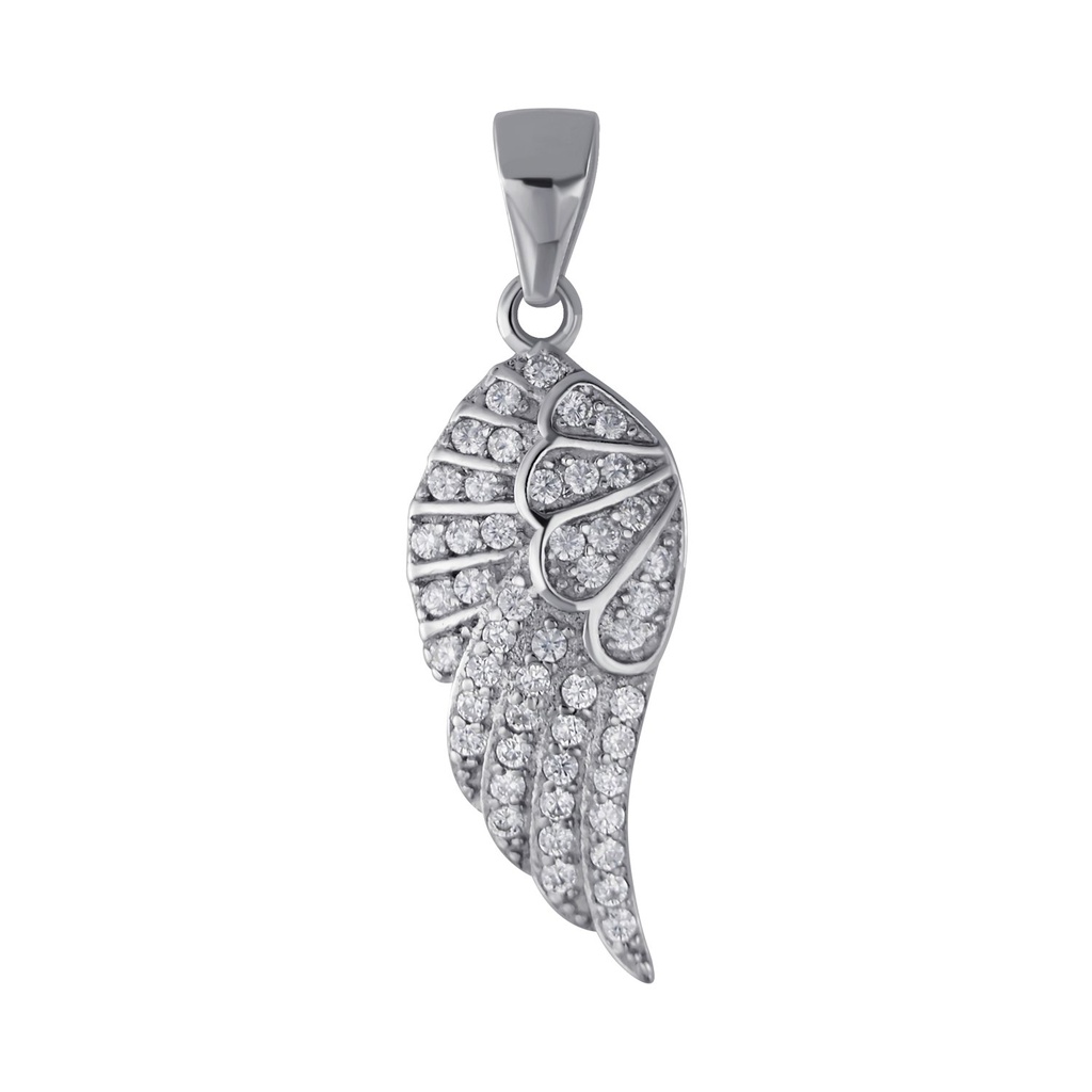 Silver Feather Cubic Zirconia Pendant
