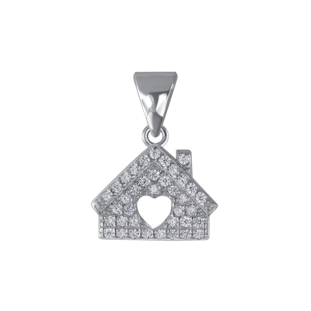 [10003427] Silver House Cubic Zirconia Pendant