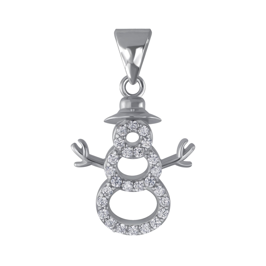 Silver Snowman Cubic Zirconia Pendant