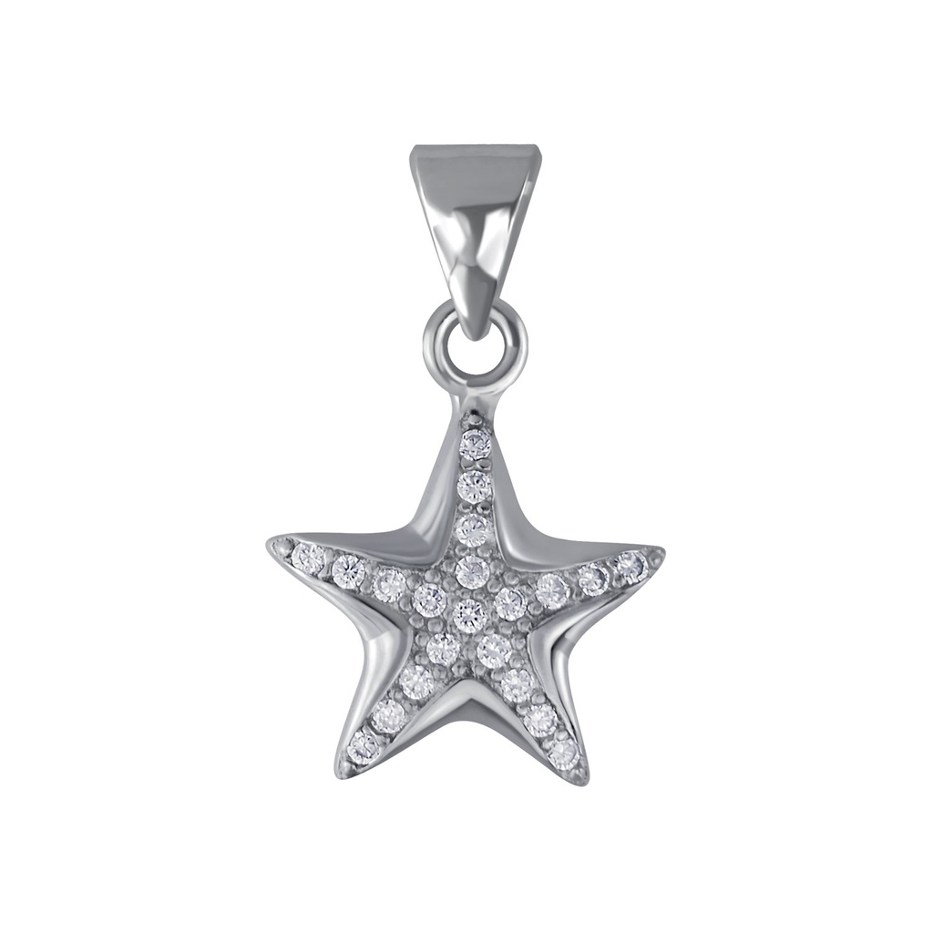 Silver Star Cubic Zirconia Pendant