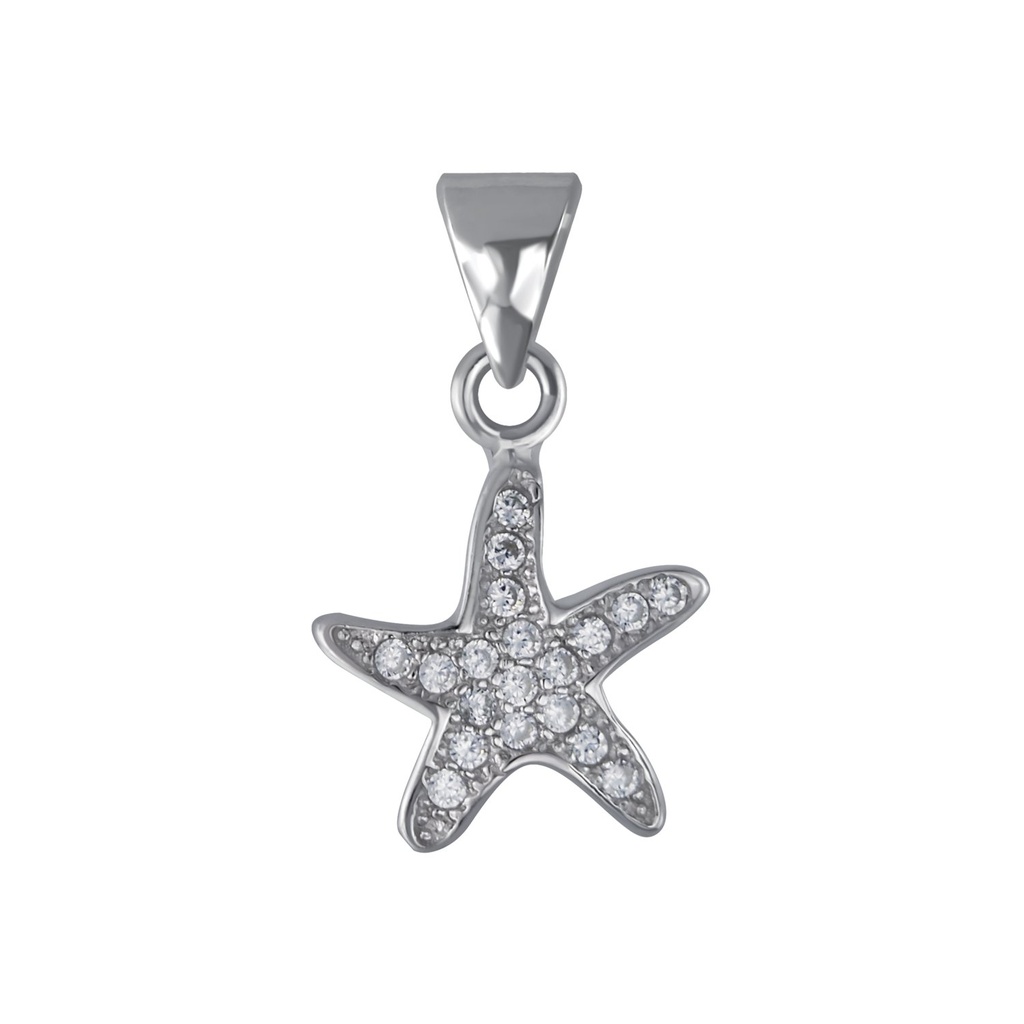 Silver Starfish Cubic Zirconia Pendant