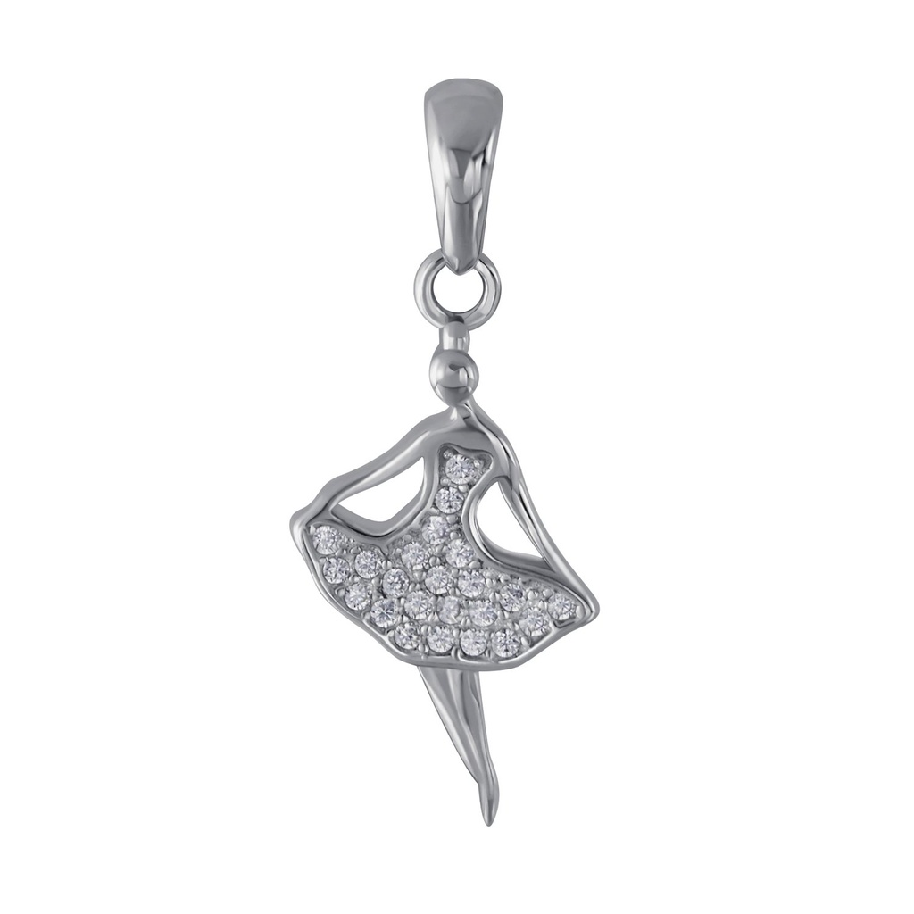 Silver Ballerina Cubic Zirconia Pendant