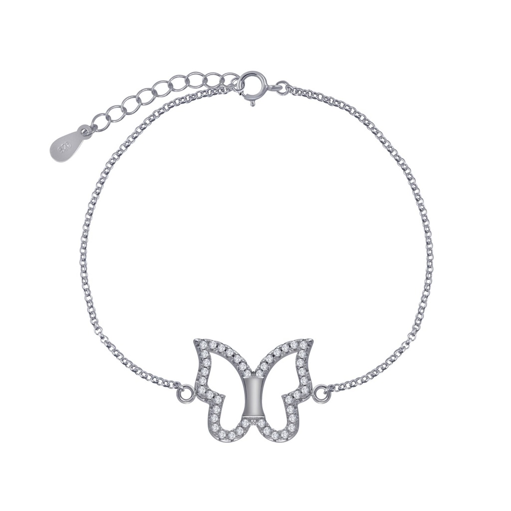 [10003424] Silver Butterfly Cubic Zirconia Bracelet