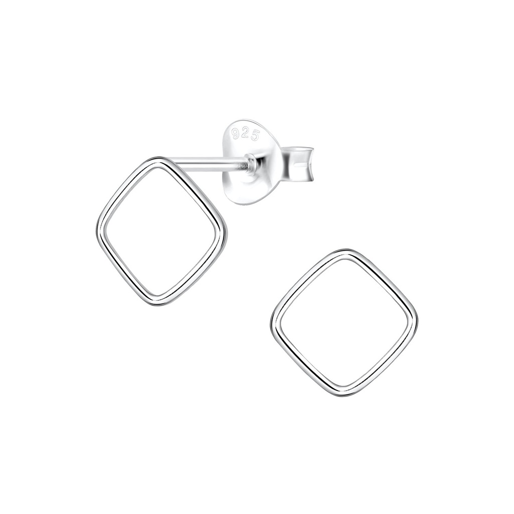 Silver Square Stud Earrings