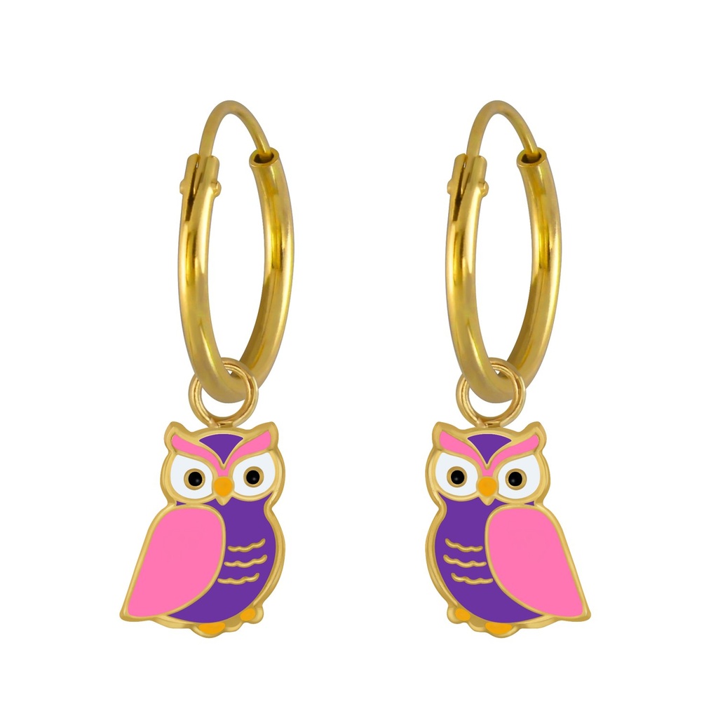 Créoles breloque hibou en argent