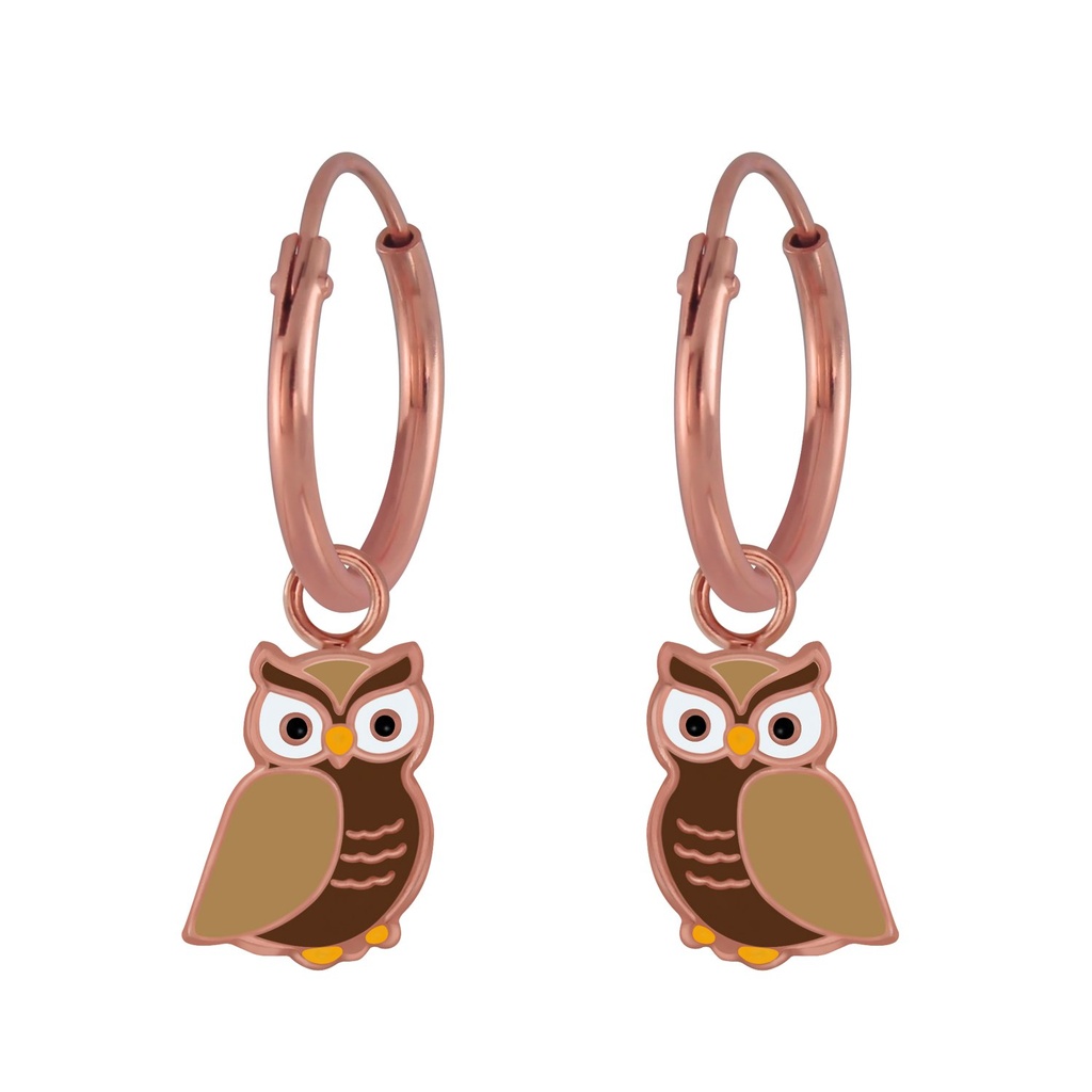Créoles breloque hibou en argent