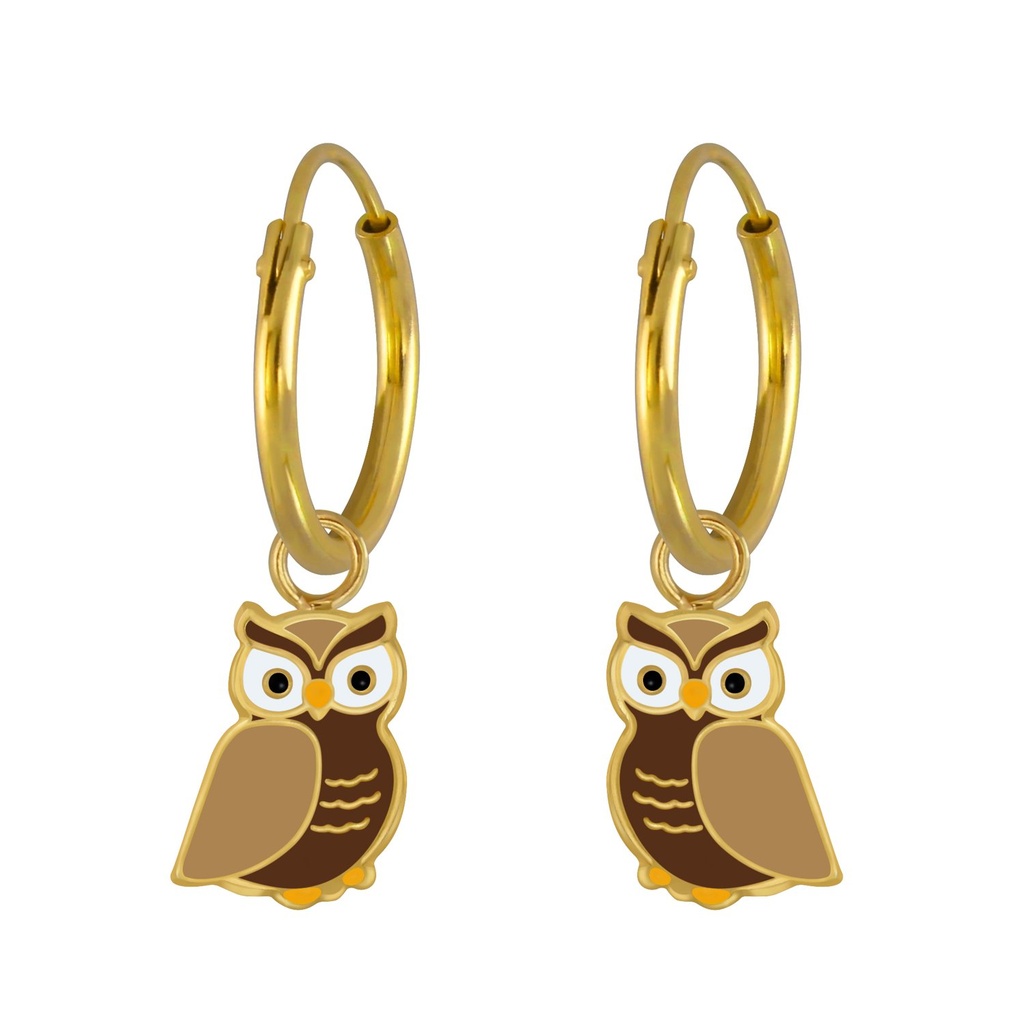 Créoles breloque hibou en argent