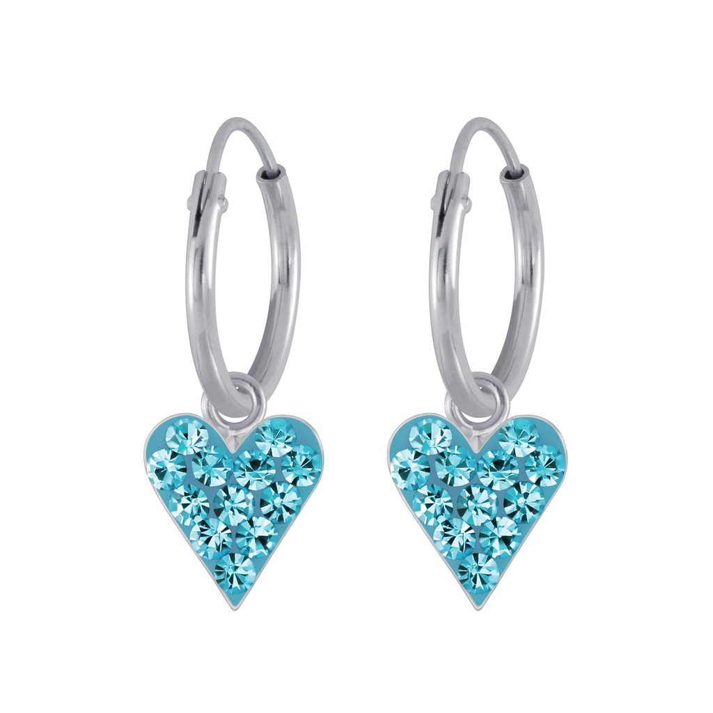 Créoles breloque cœur en argent cristal