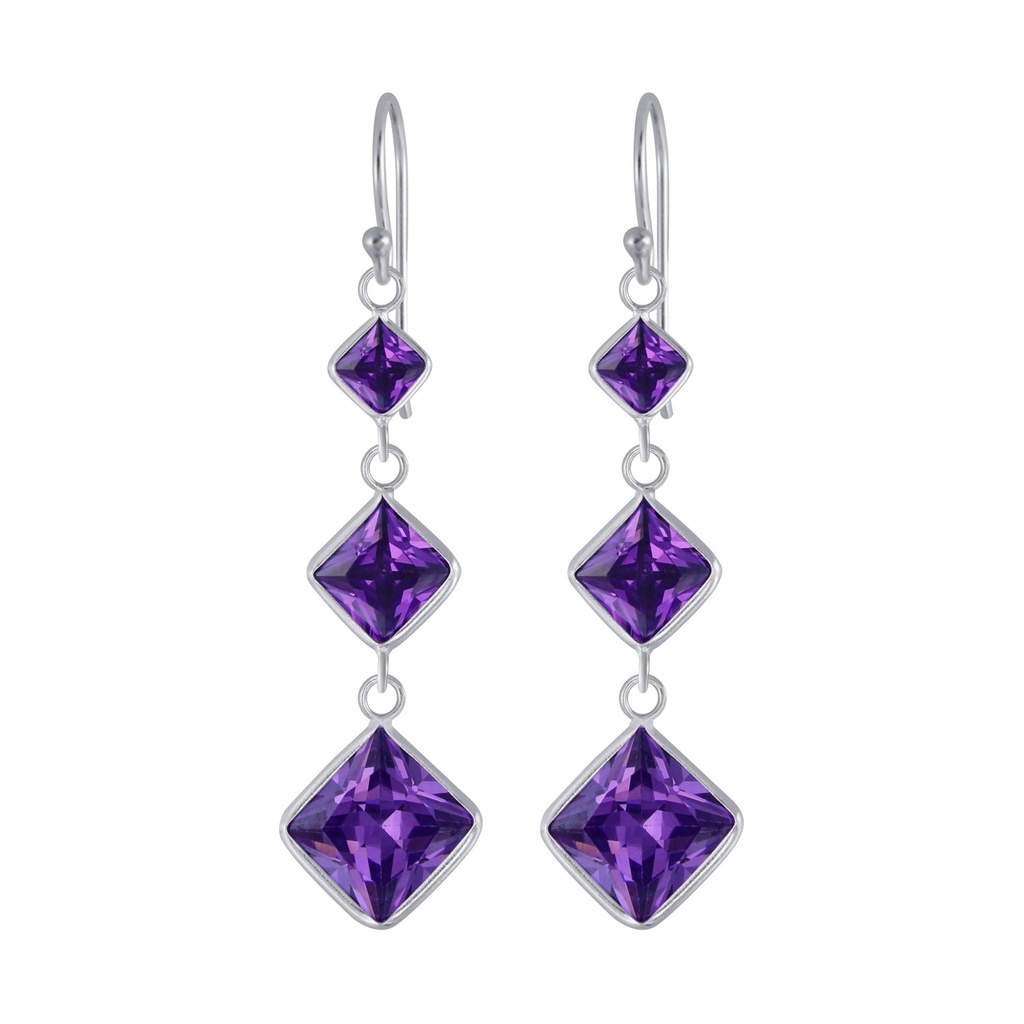 Pendants d'oreilles en argent zircon carré