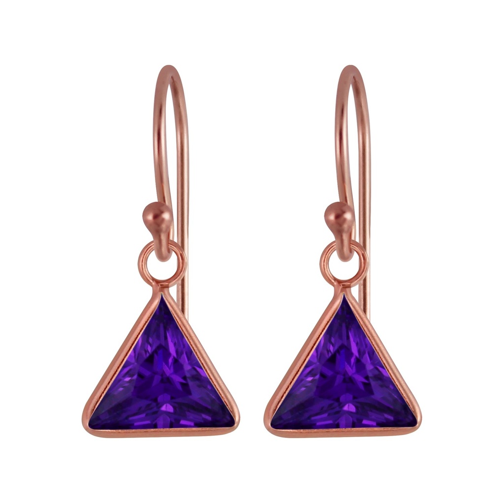 8mm Triangle Cubic Zirconia Silver Earrings