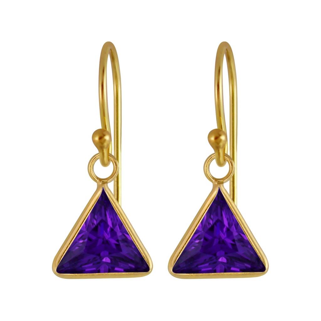 8mm Triangle Cubic Zirconia Silver Earrings