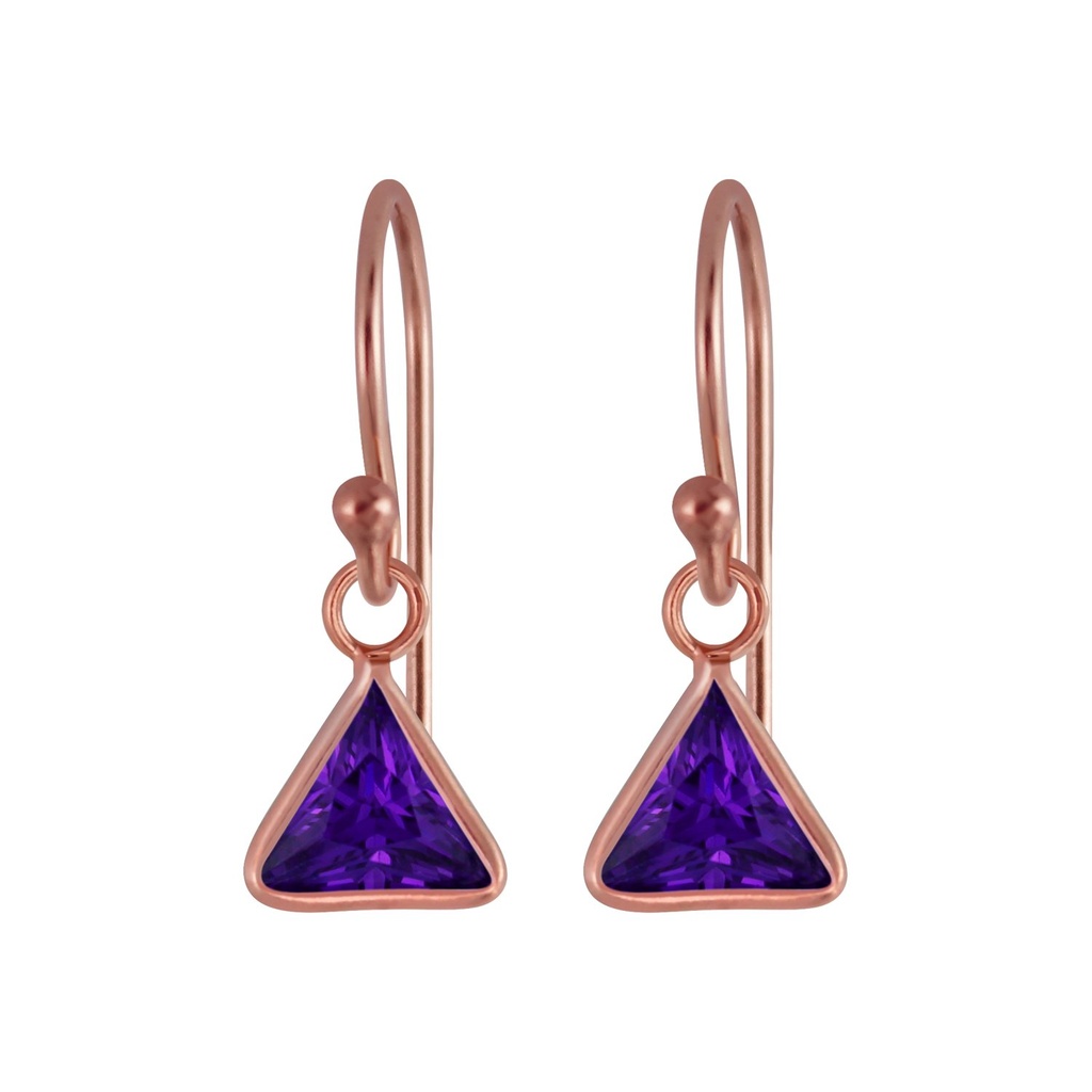 6mm Triangle Cubic Zirconia Silver Earrings