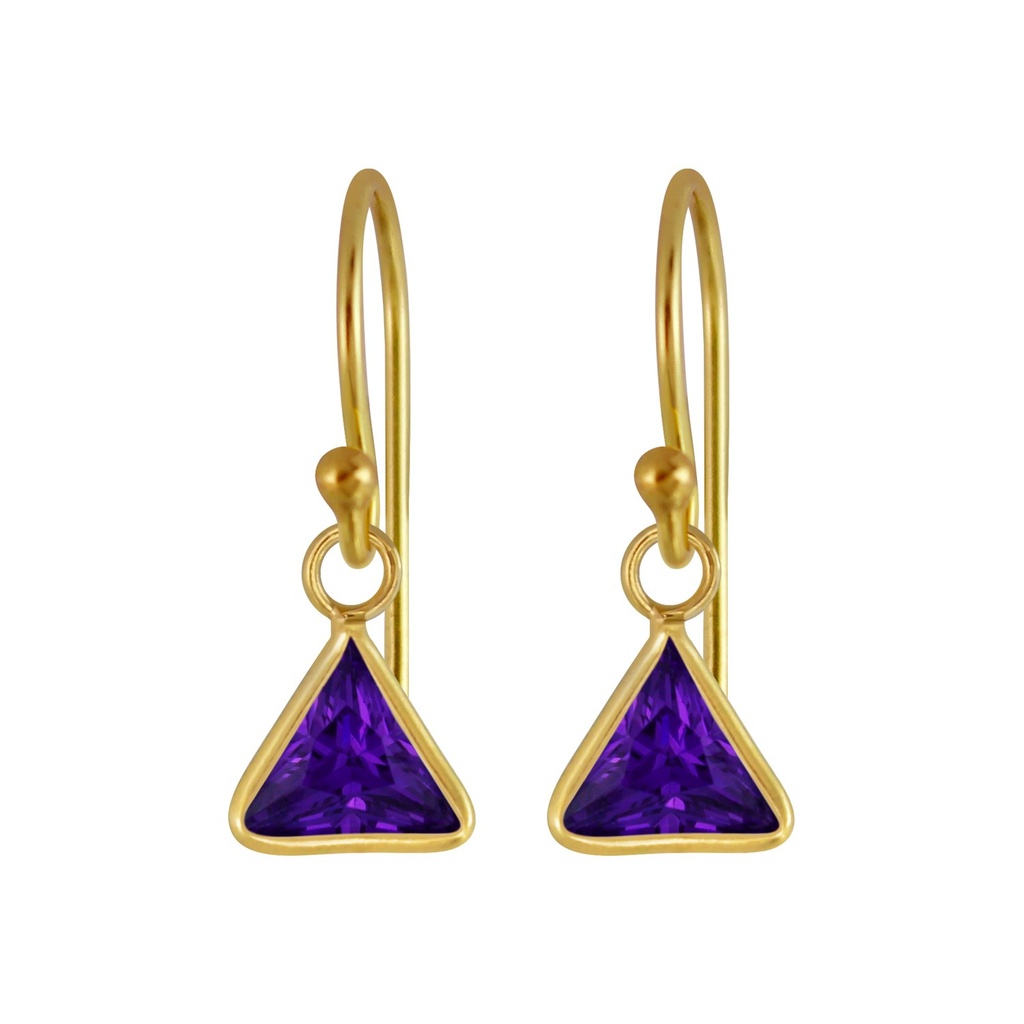 6mm Triangle Cubic Zirconia Silver Earrings