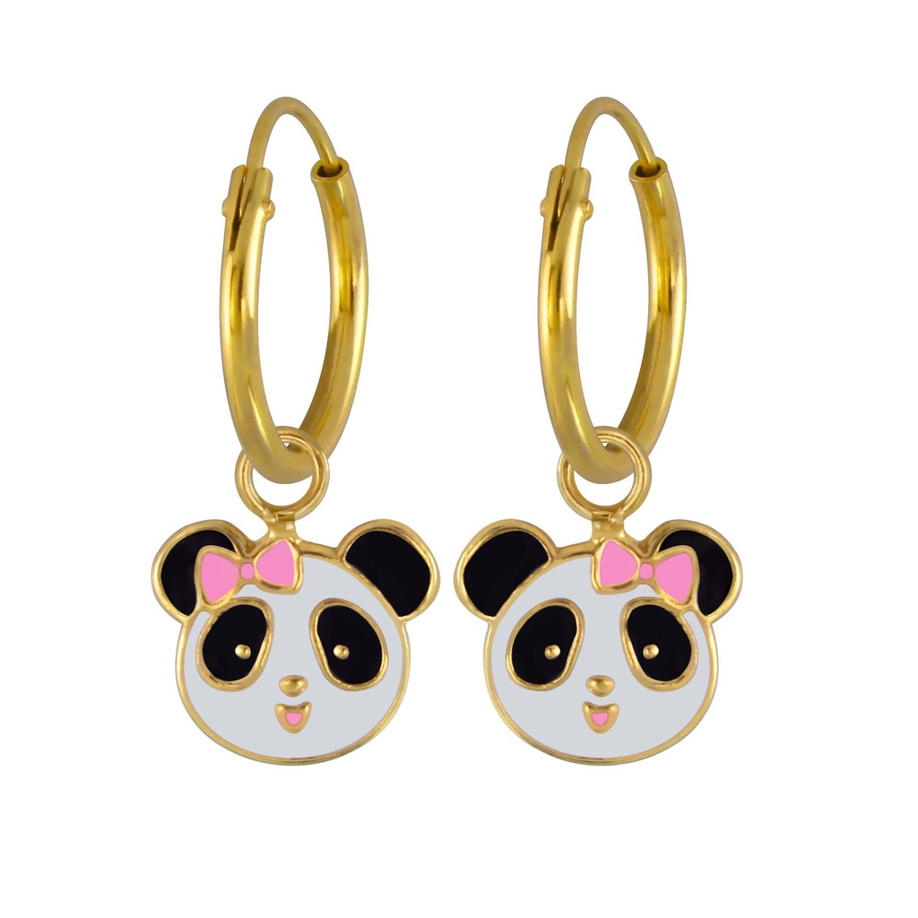Créoles breloque panda en argent