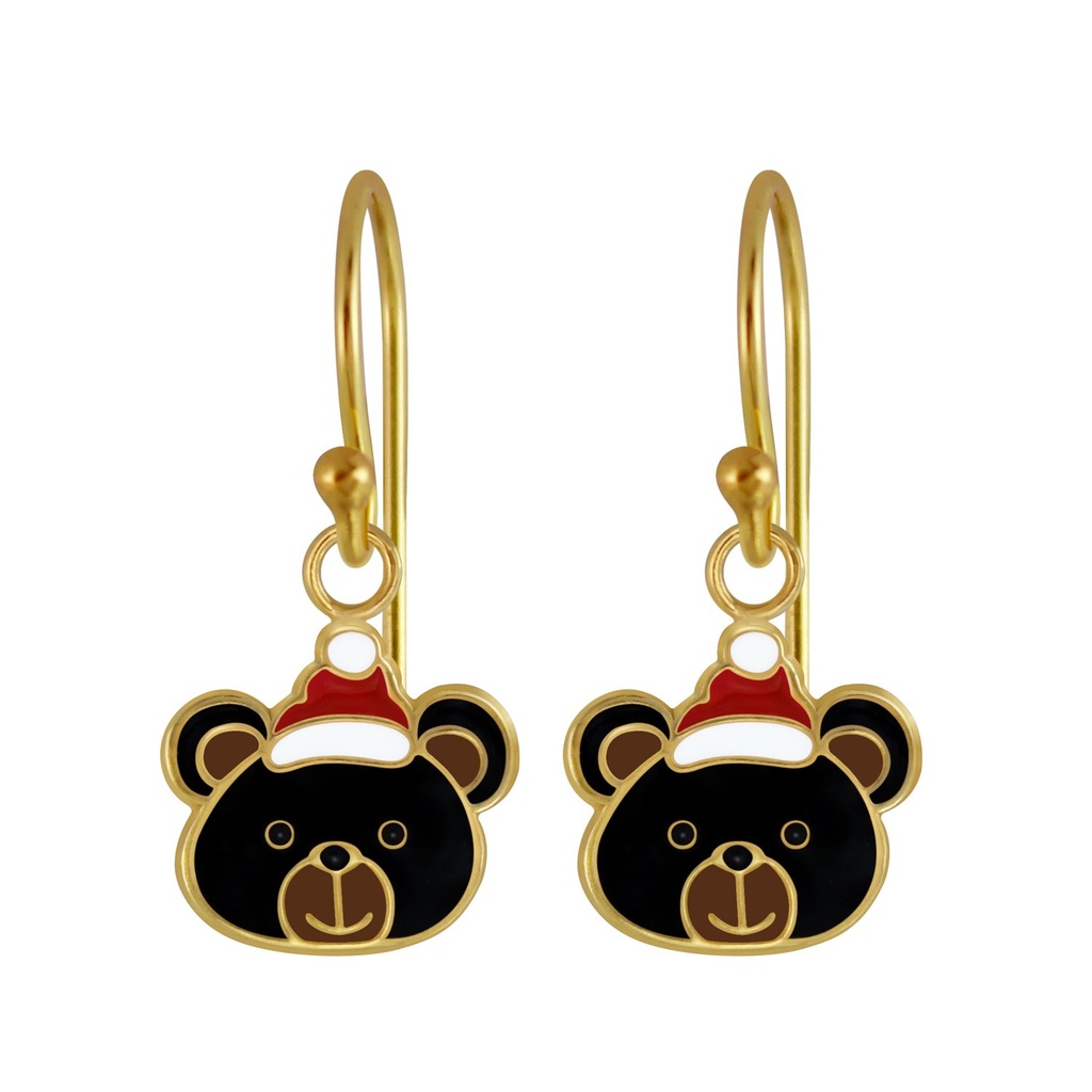 [10003314] Silver Christmas Bear Earrings